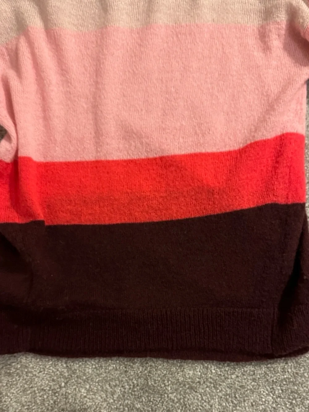 Loft Women's Striped Crewneck Sweater - Pink & Red Colorblock - Picture 6 of 7